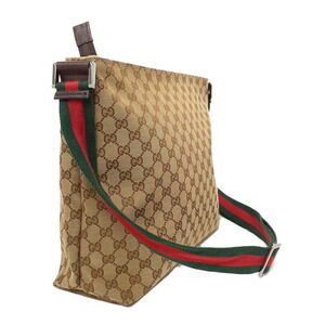 Gucci Web Canvas Messenger Bag Crossbody Brown GG